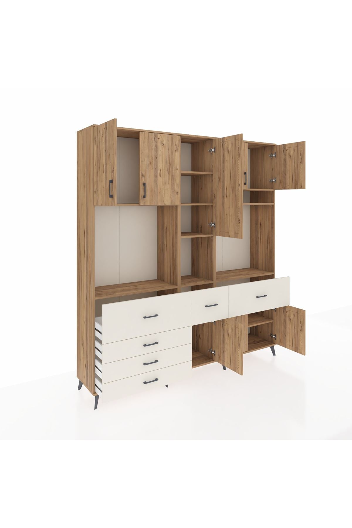 Hyperion Dolap 10 Raflı 6 Çekmeceli 8 Kapaklı 220x44x243 - S553M061V19B