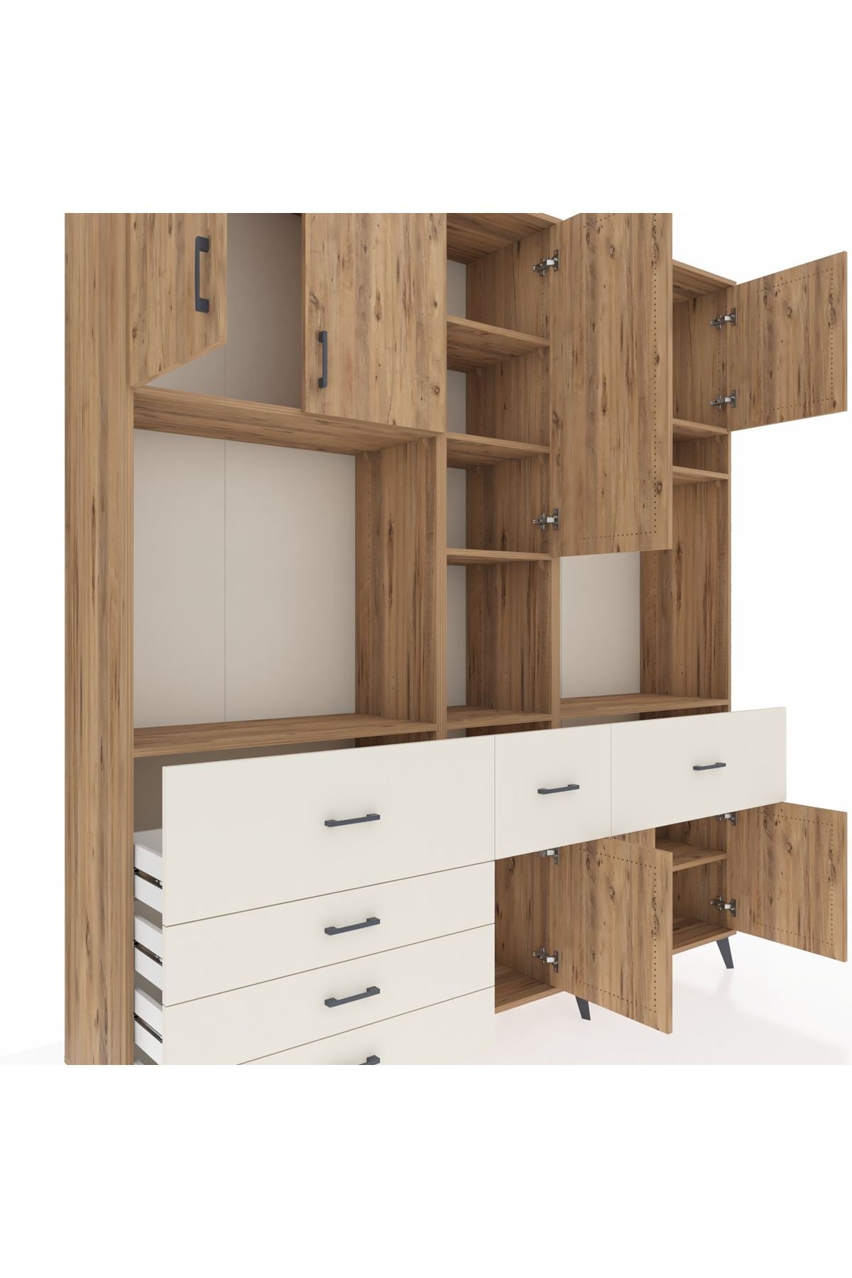 Hyperion Dolap 10 Raflı 6 Çekmeceli 8 Kapaklı 220x44x243 - S553M061V19B