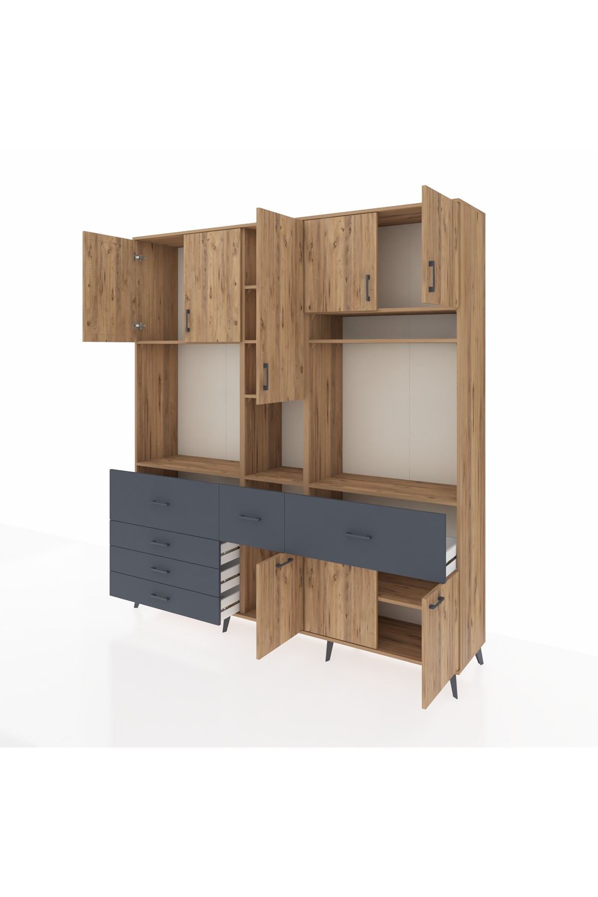 Hyperion Dolap 10 Raflı 6 Çekmeceli 8 Kapaklı 220x44x243 - S553M061V20B