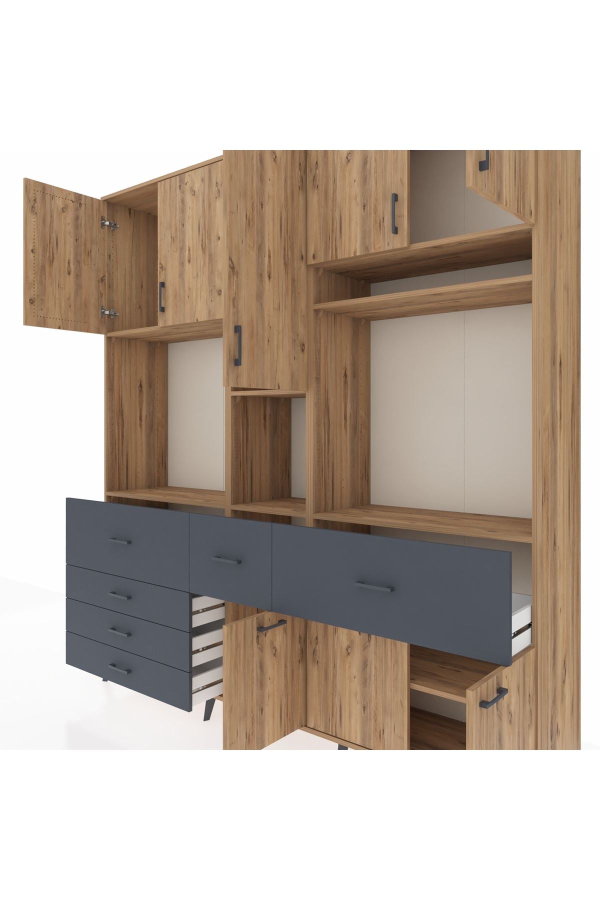 Hyperion Dolap 10 Raflı 6 Çekmeceli 8 Kapaklı 220x44x243 - S553M061V20B