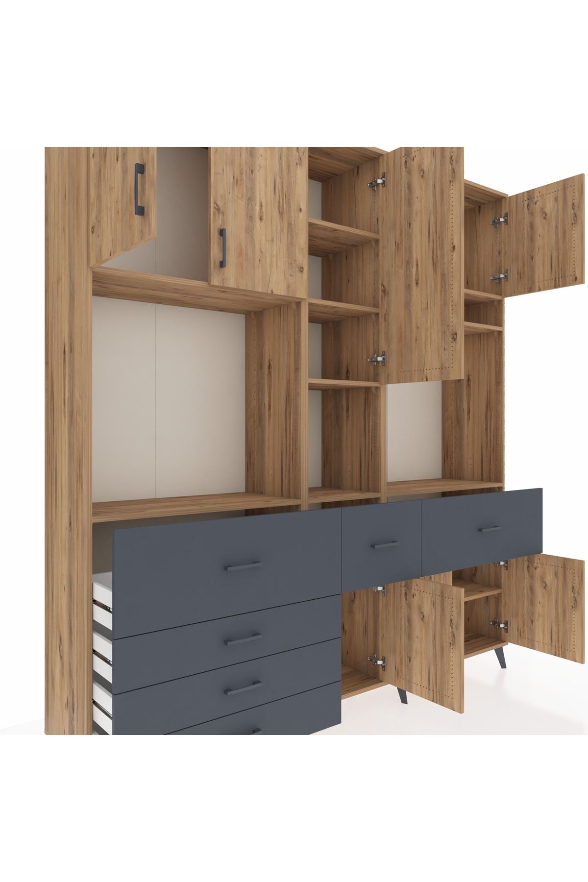 Hyperion Dolap 10 Raflı 6 Çekmeceli 8 Kapaklı 220x44x243 - S553M061V20B