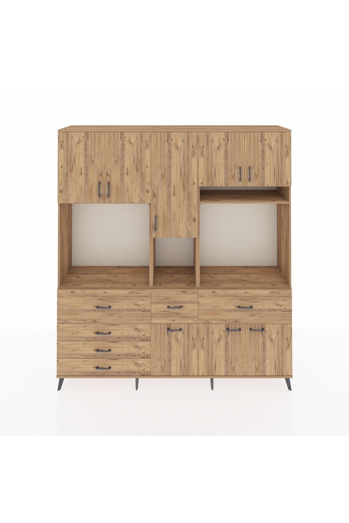 Hyperion Dolap 10 Raflı 6 Çekmeceli 8 Kapaklı 220x44x243 - S553M061V21B