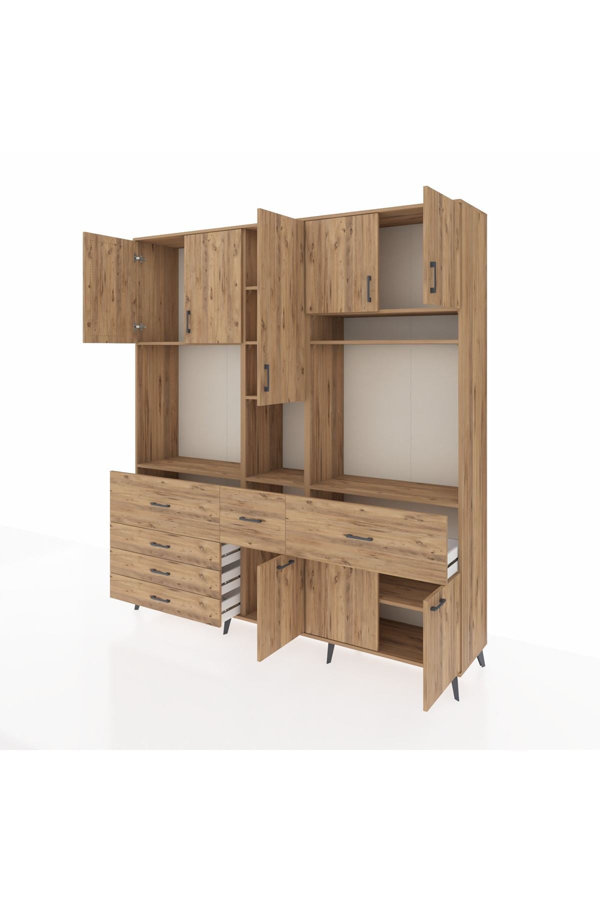 Hyperion Dolap 10 Raflı 6 Çekmeceli 8 Kapaklı 220x44x243 - S553M061V21B