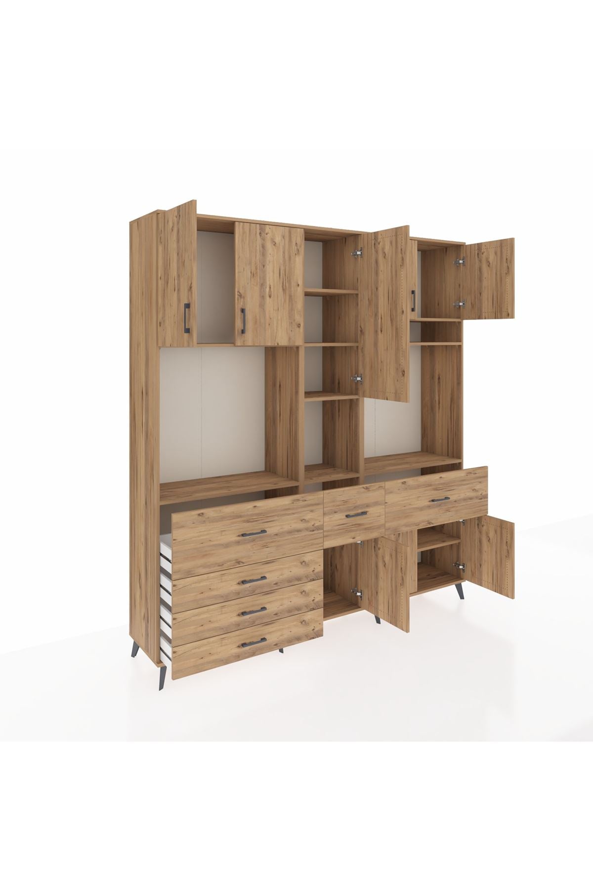 Hyperion Dolap 10 Raflı 6 Çekmeceli 8 Kapaklı 220x44x243 - S553M061V21B