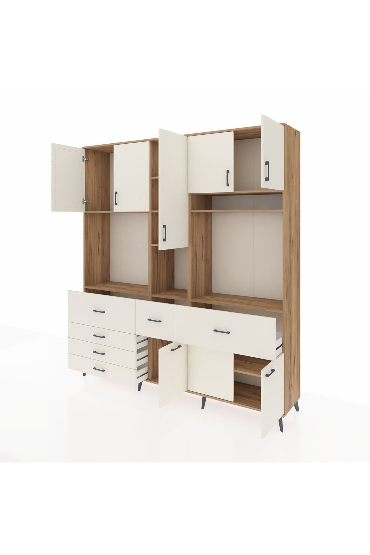 Hyperion Dolap 10 Raflı 6 Çekmeceli 8 Kapaklı 220x44x243 - S553M061V22B