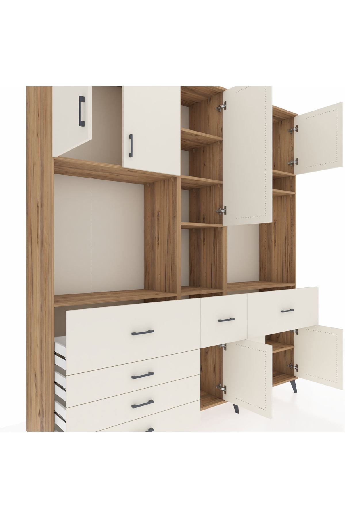 Hyperion Dolap 10 Raflı 6 Çekmeceli 8 Kapaklı 220x44x243 - S553M061V22B