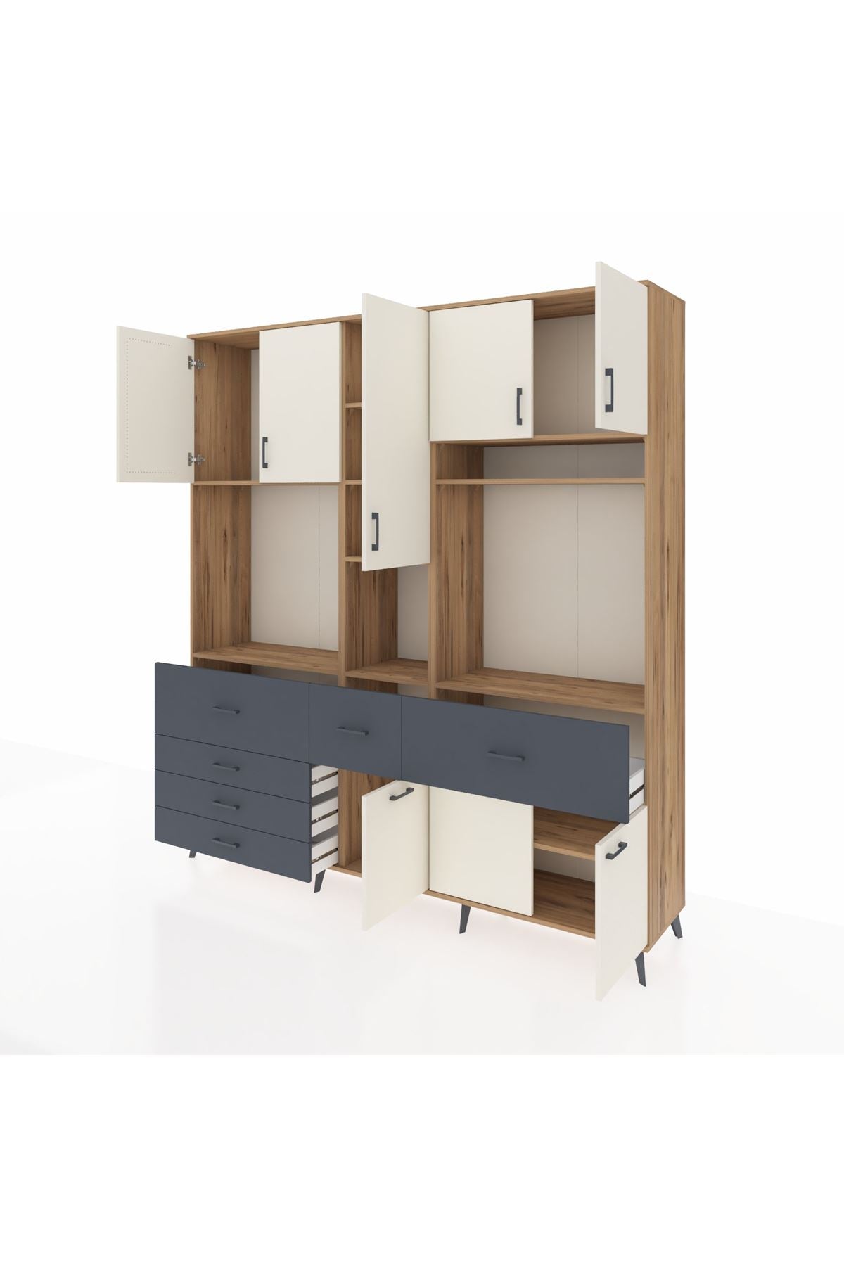 Hyperion Dolap 10 Raflı 6 Çekmeceli 8 Kapaklı 220x44x243 - S553M061V23B