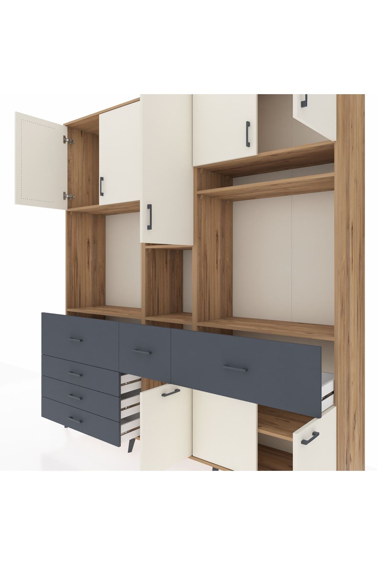 Hyperion Dolap 10 Raflı 6 Çekmeceli 8 Kapaklı 220x44x243 - S553M061V23B