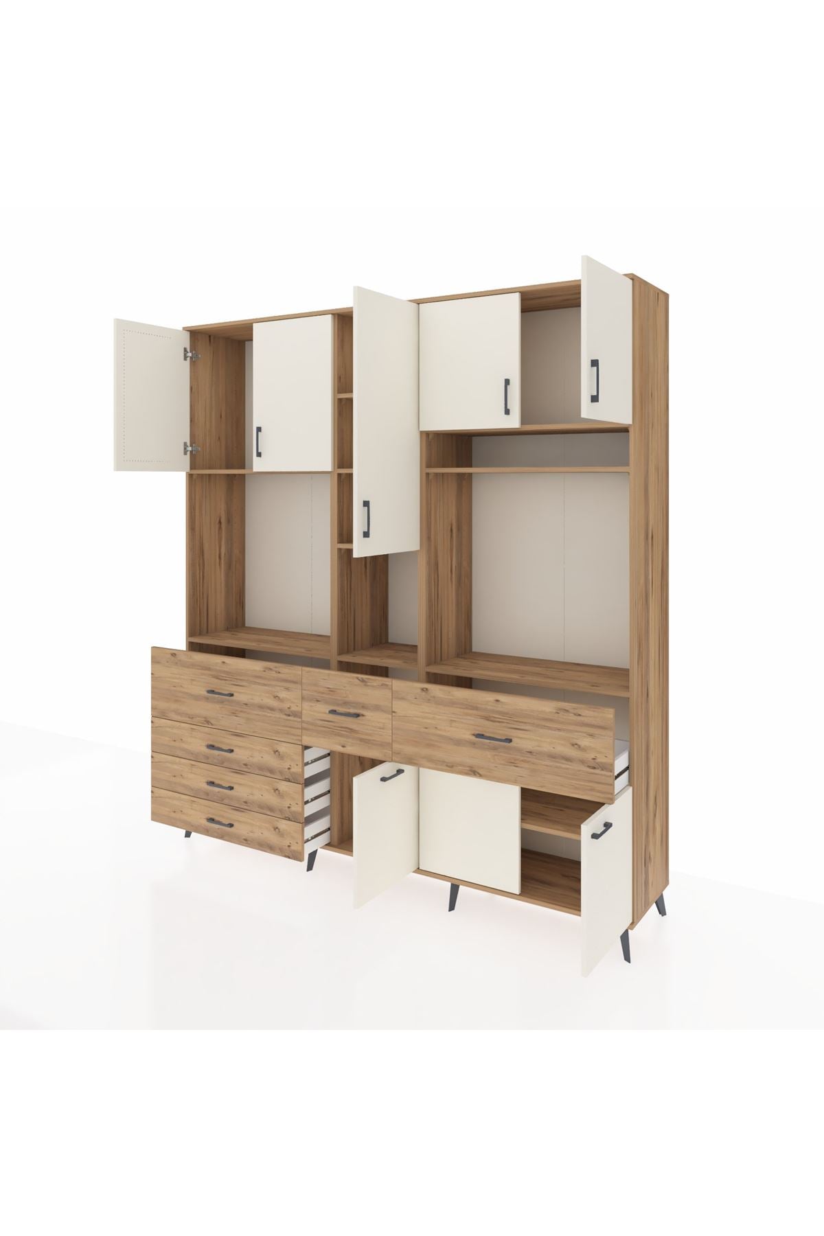 Hyperion Dolap 10 Raflı 6 Çekmeceli 8 Kapaklı 220x44x243 - S553M061V24B