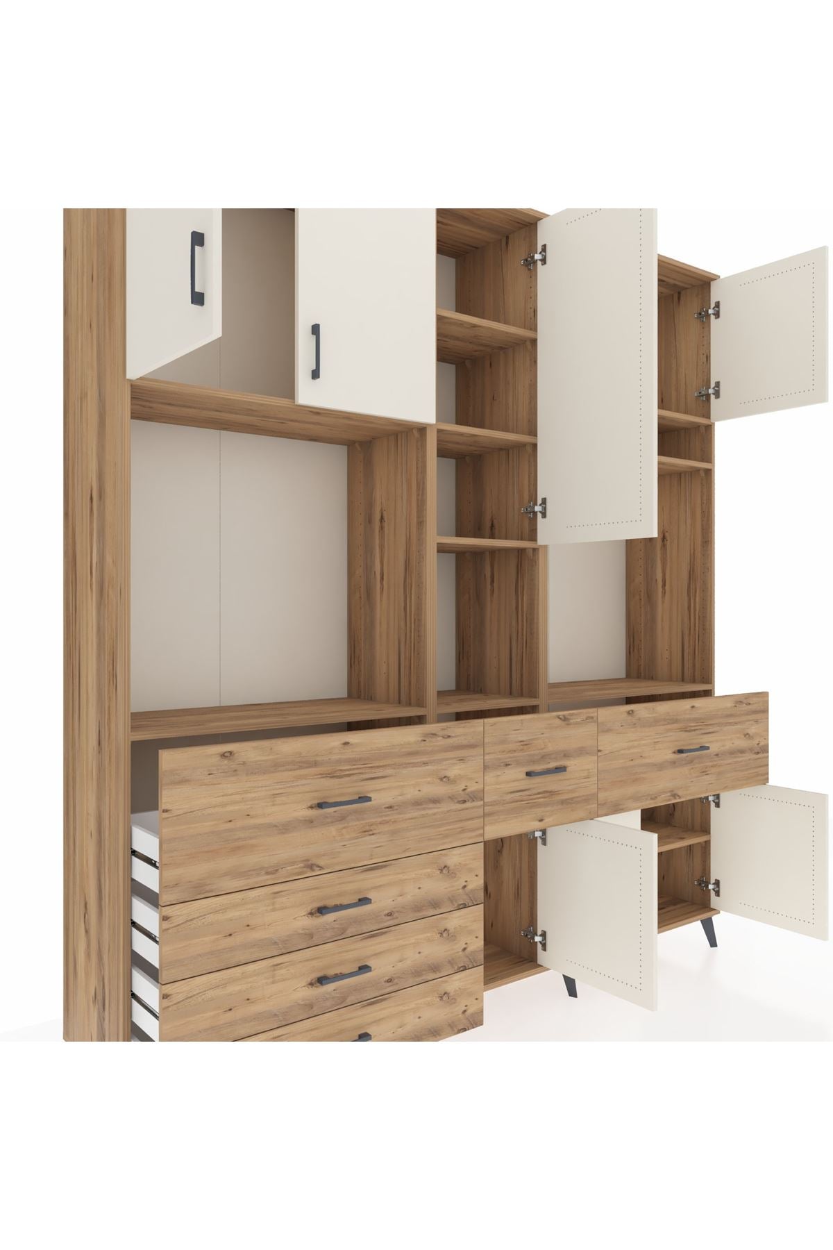 Hyperion Dolap 10 Raflı 6 Çekmeceli 8 Kapaklı 220x44x243 - S553M061V24B