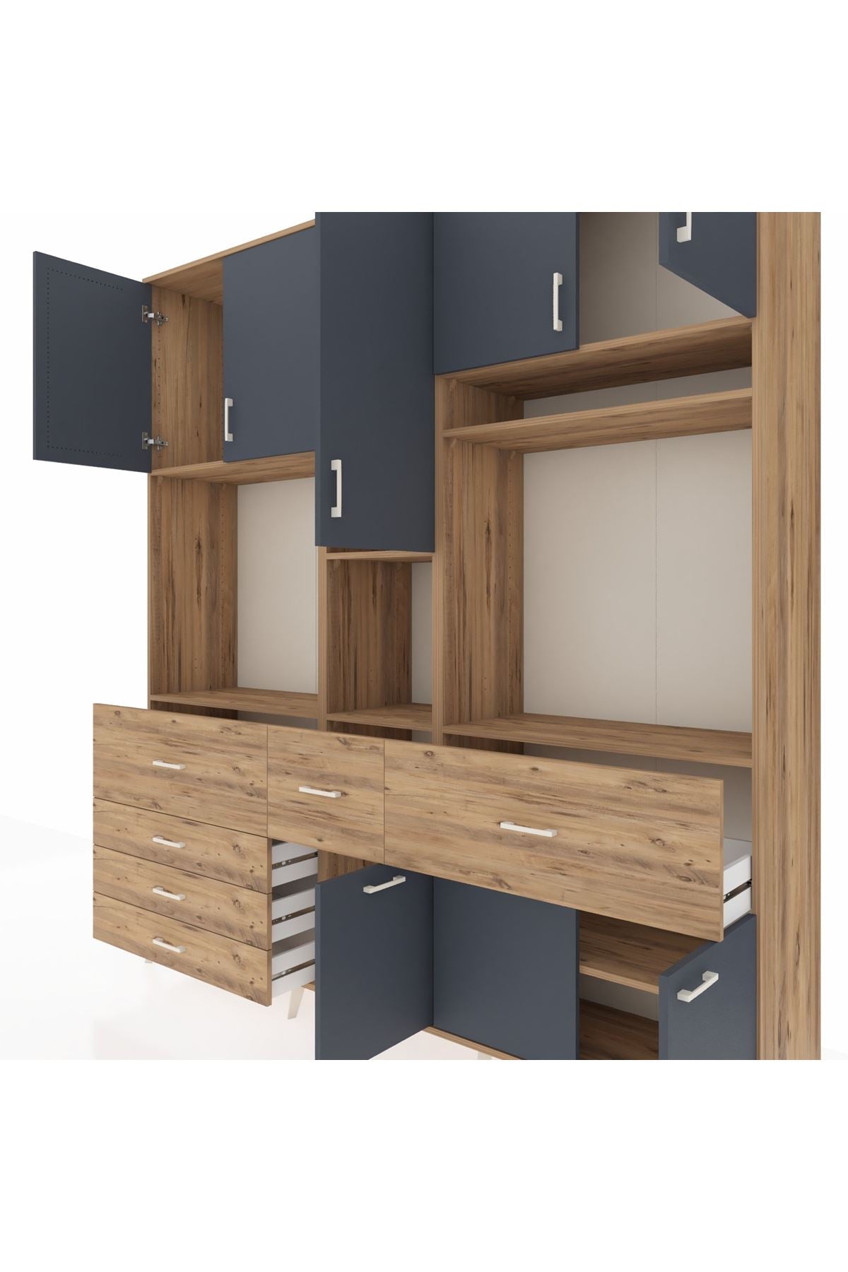 Hyperion Dolap 10 Raflı 6 Çekmeceli 8 Kapaklı 220x44x243 - S553M061V27B