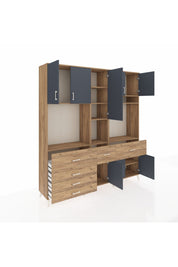 Hyperion Dolap 10 Raflı 6 Çekmeceli 8 Kapaklı 220x44x243 - S553M061V27B