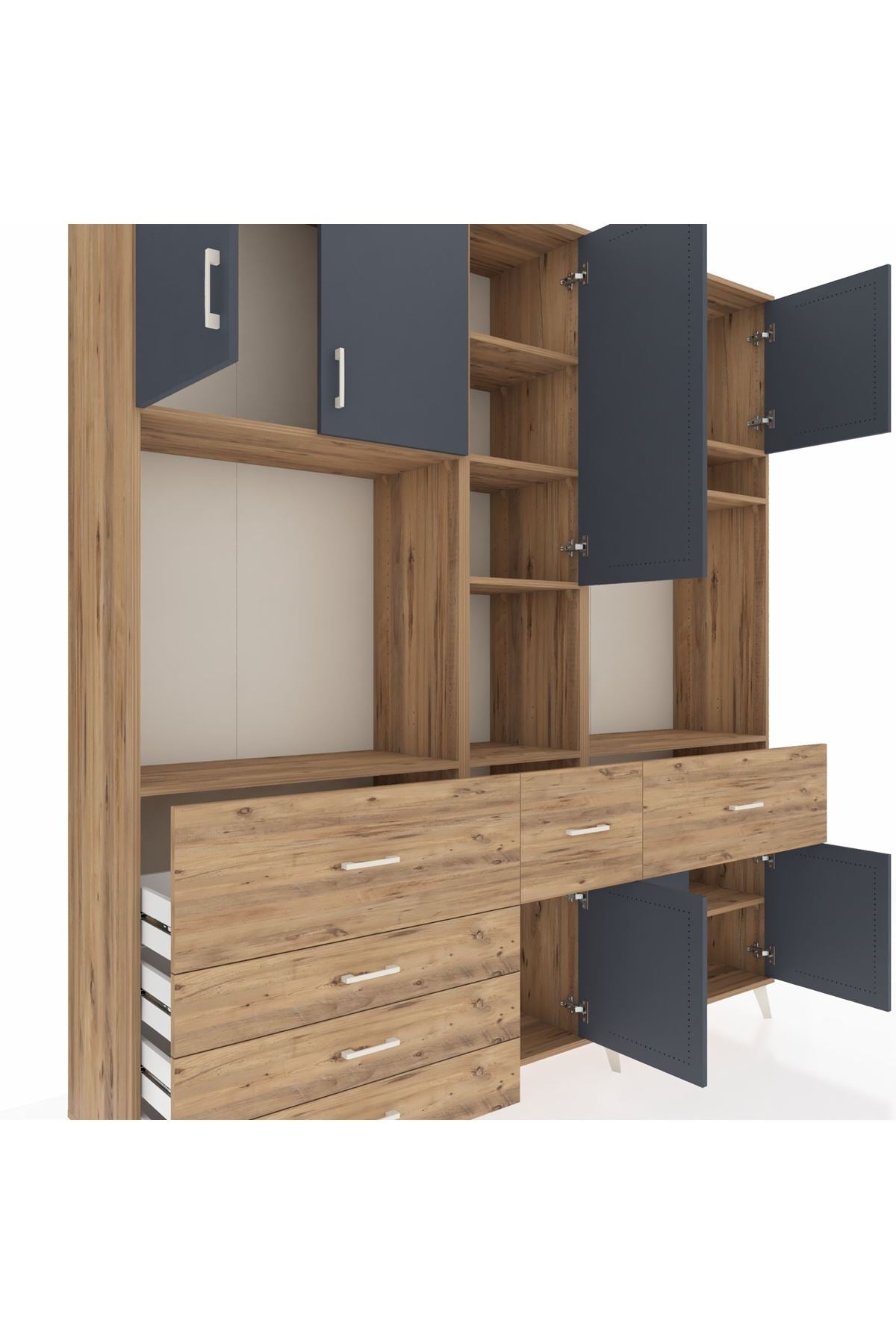 Hyperion Dolap 10 Raflı 6 Çekmeceli 8 Kapaklı 220x44x243 - S553M061V27B