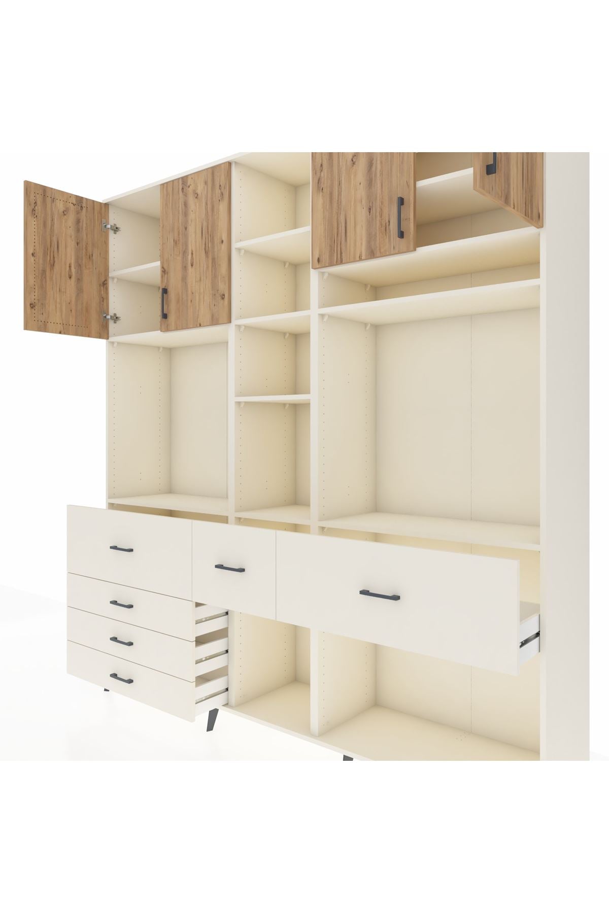 Hyperion Dolap 11 Raflı 6 Çekmeceli 4 Kapaklı 220x44x243 Aytaşı-Çam/Aytaşı