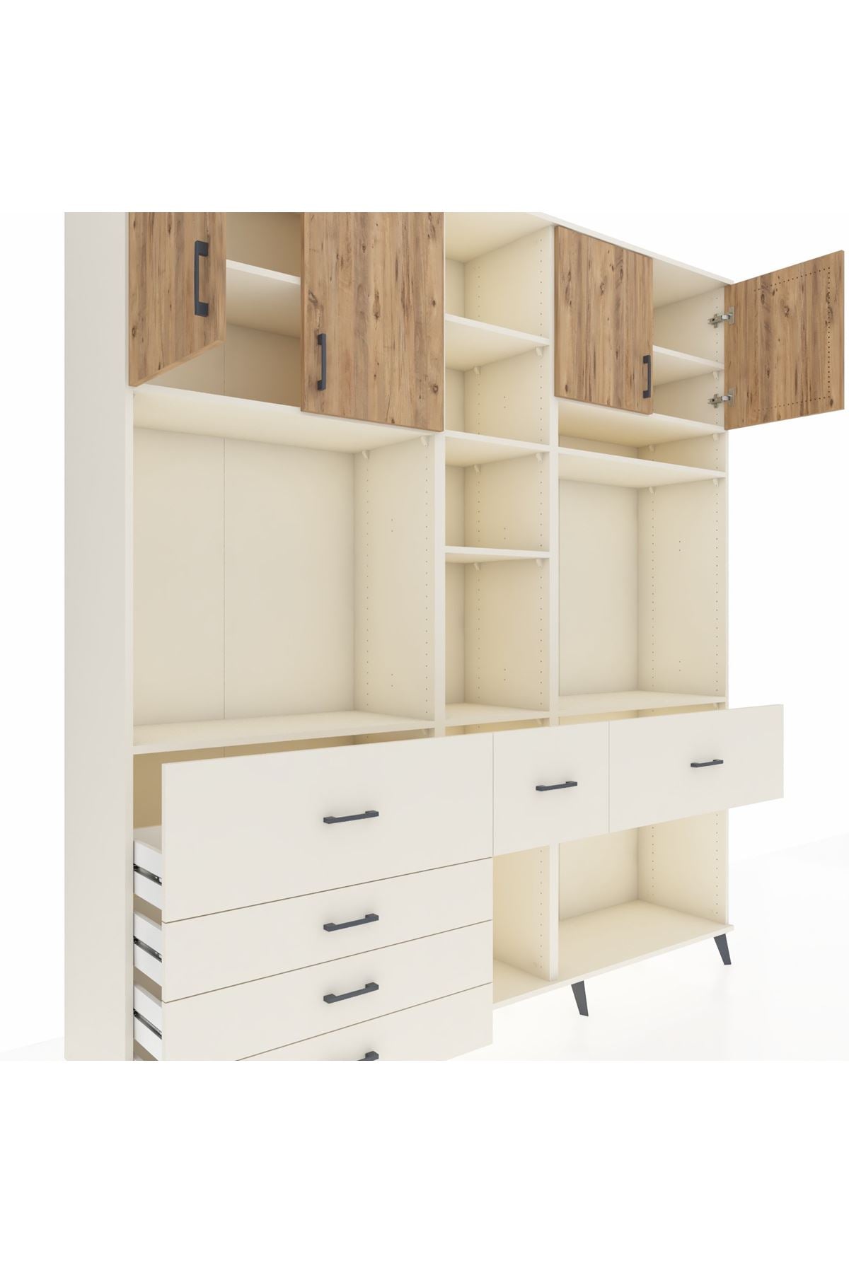 Hyperion Dolap 11 Raflı 6 Çekmeceli 4 Kapaklı 220x44x243 Aytaşı-Çam/Aytaşı