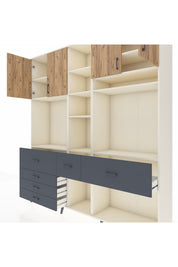 Hyperion Dolap 11 Raflı 6 Çekmeceli 4 Kapaklı 220x44x243 Aytaşı-Çam/Antrasit