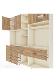 Hyperion Dolap 11 Raflı 6 Çekmeceli 4 Kapaklı 220x44x243 Aytaşı-Çam/Çam