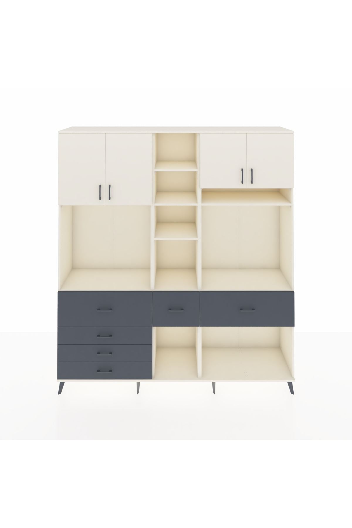 Hyperion Dolap 11 Raflı 6 Çekmeceli 4 Kapaklı 220x44x243 Aytaşı-Aytaşı/Antrasit