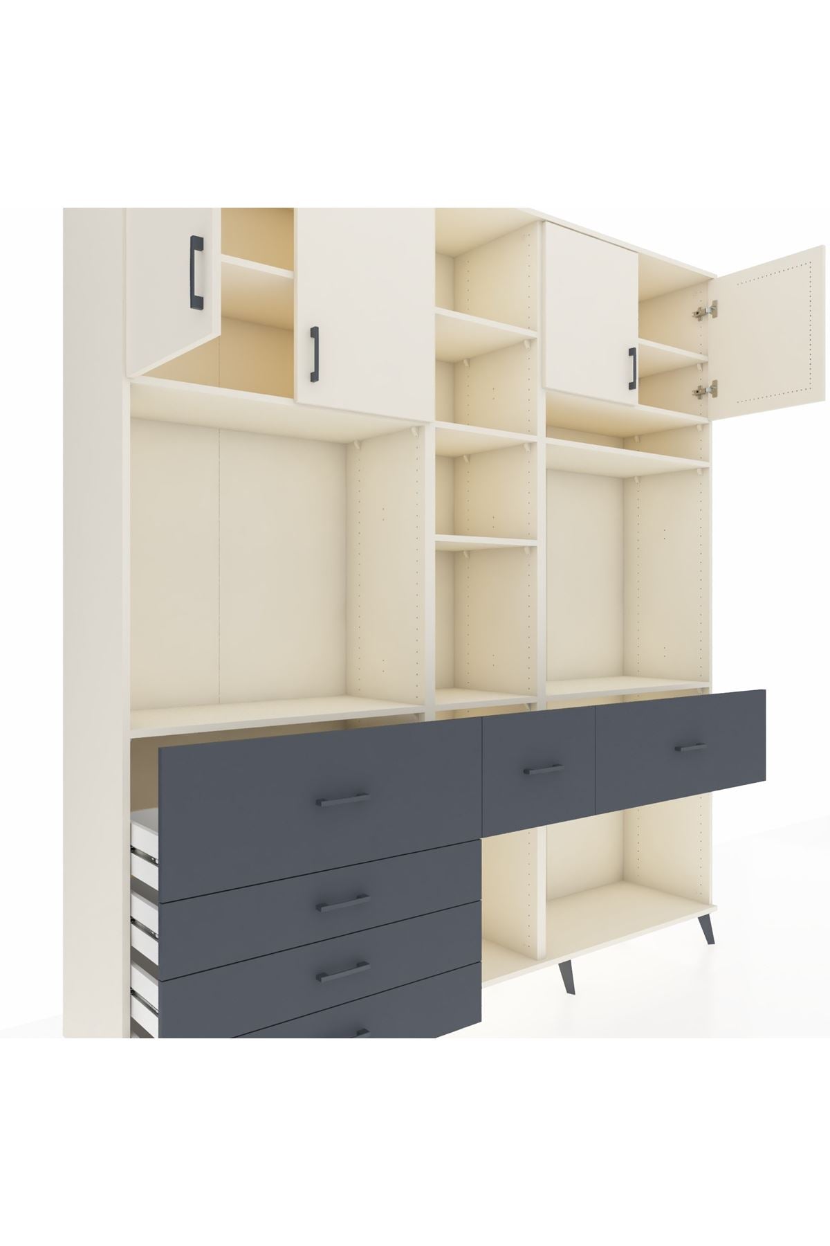 Hyperion Dolap 11 Raflı 6 Çekmeceli 4 Kapaklı 220x44x243 Aytaşı-Aytaşı/Antrasit