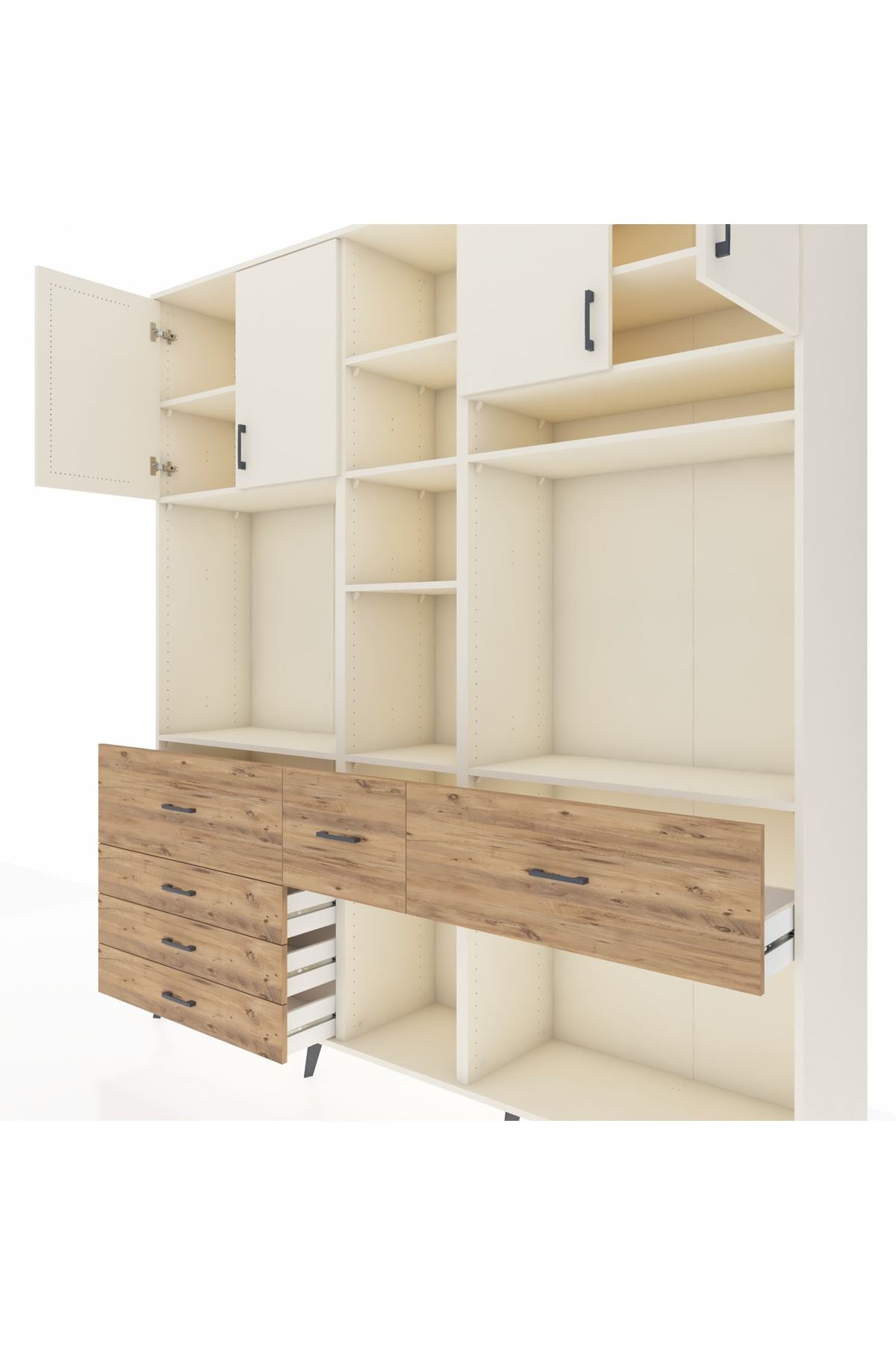 Hyperion Dolap 11 Raflı 6 Çekmeceli 4 Kapaklı 220x44x243 Aytaşı-Aytaşı/Çam