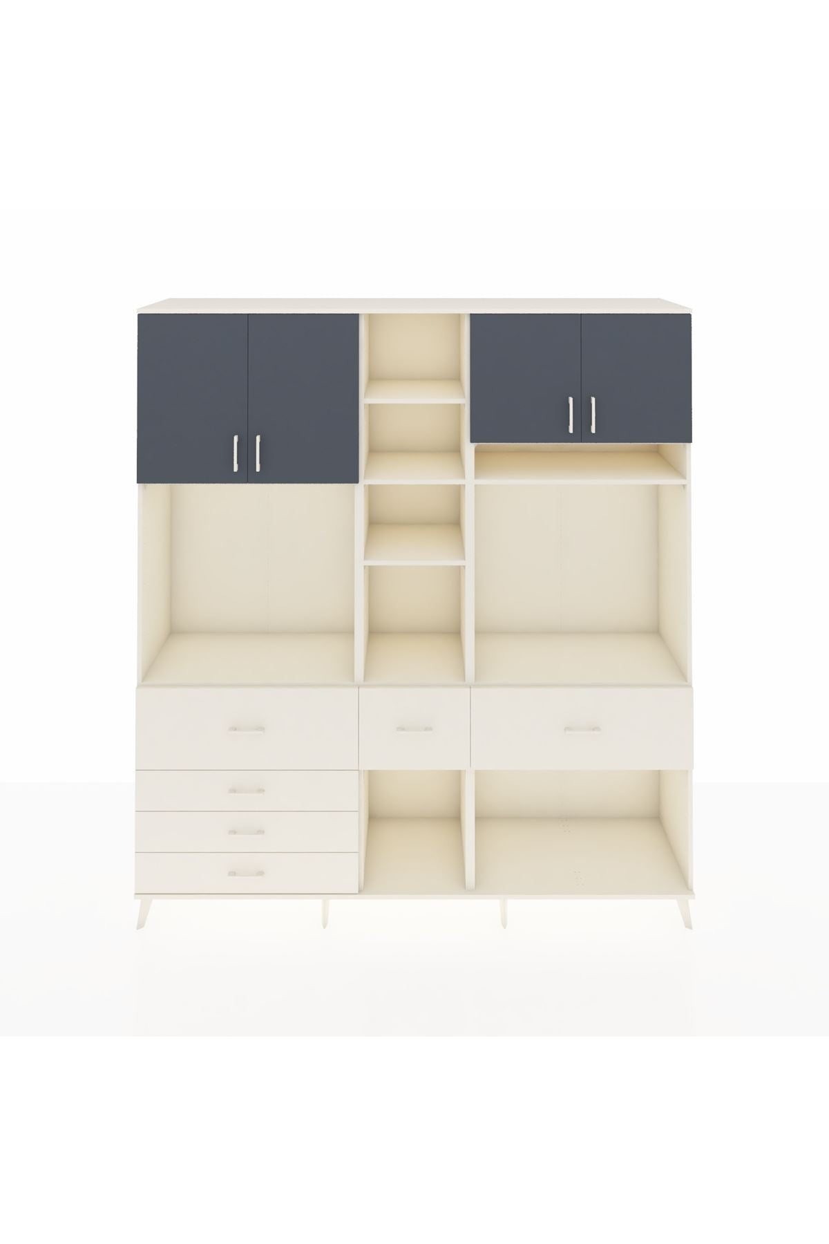 Hyperion Dolap 11 Raflı 6 Çekmeceli 4 Kapaklı 220x44x243 Aytaşı-Antrasit/Aytaşı