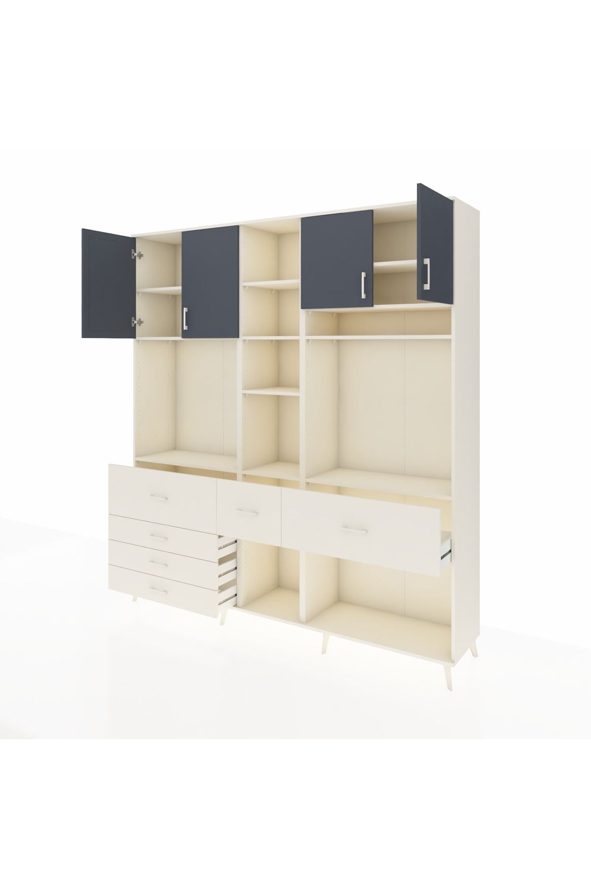 Hyperion Dolap 11 Raflı 6 Çekmeceli 4 Kapaklı 220x44x243 Aytaşı-Antrasit/Aytaşı