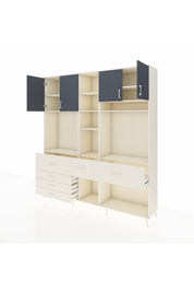 Hyperion Dolap 11 Raflı 6 Çekmeceli 4 Kapaklı 220x44x243 Aytaşı-Antrasit/Aytaşı