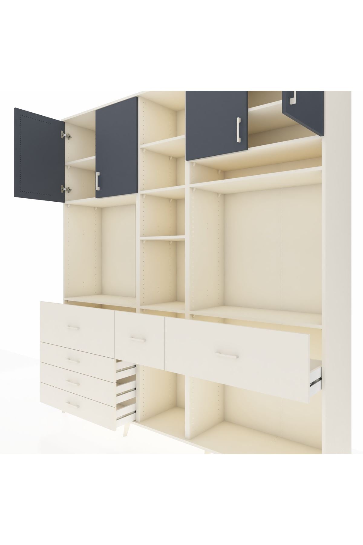 Hyperion Dolap 11 Raflı 6 Çekmeceli 4 Kapaklı 220x44x243 Aytaşı-Antrasit/Aytaşı