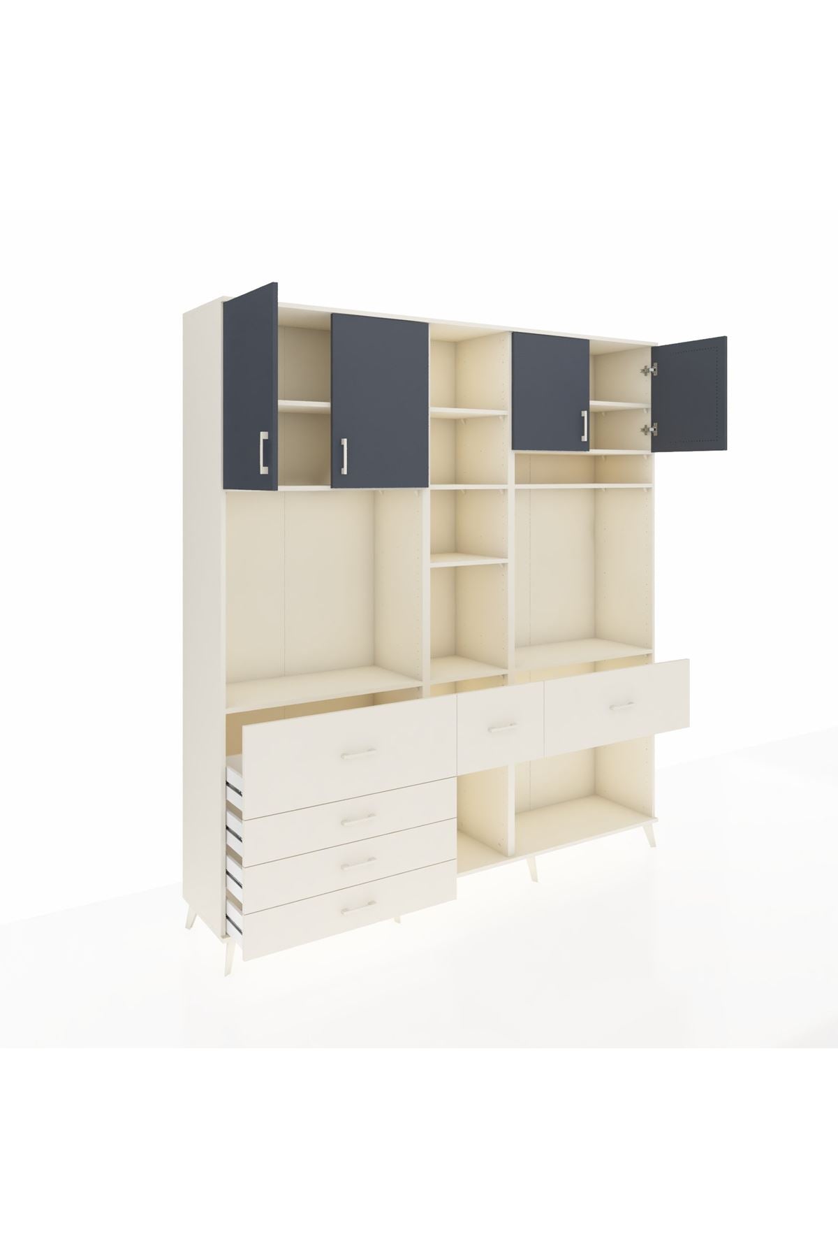 Hyperion Dolap 11 Raflı 6 Çekmeceli 4 Kapaklı 220x44x243 Aytaşı-Antrasit/Aytaşı