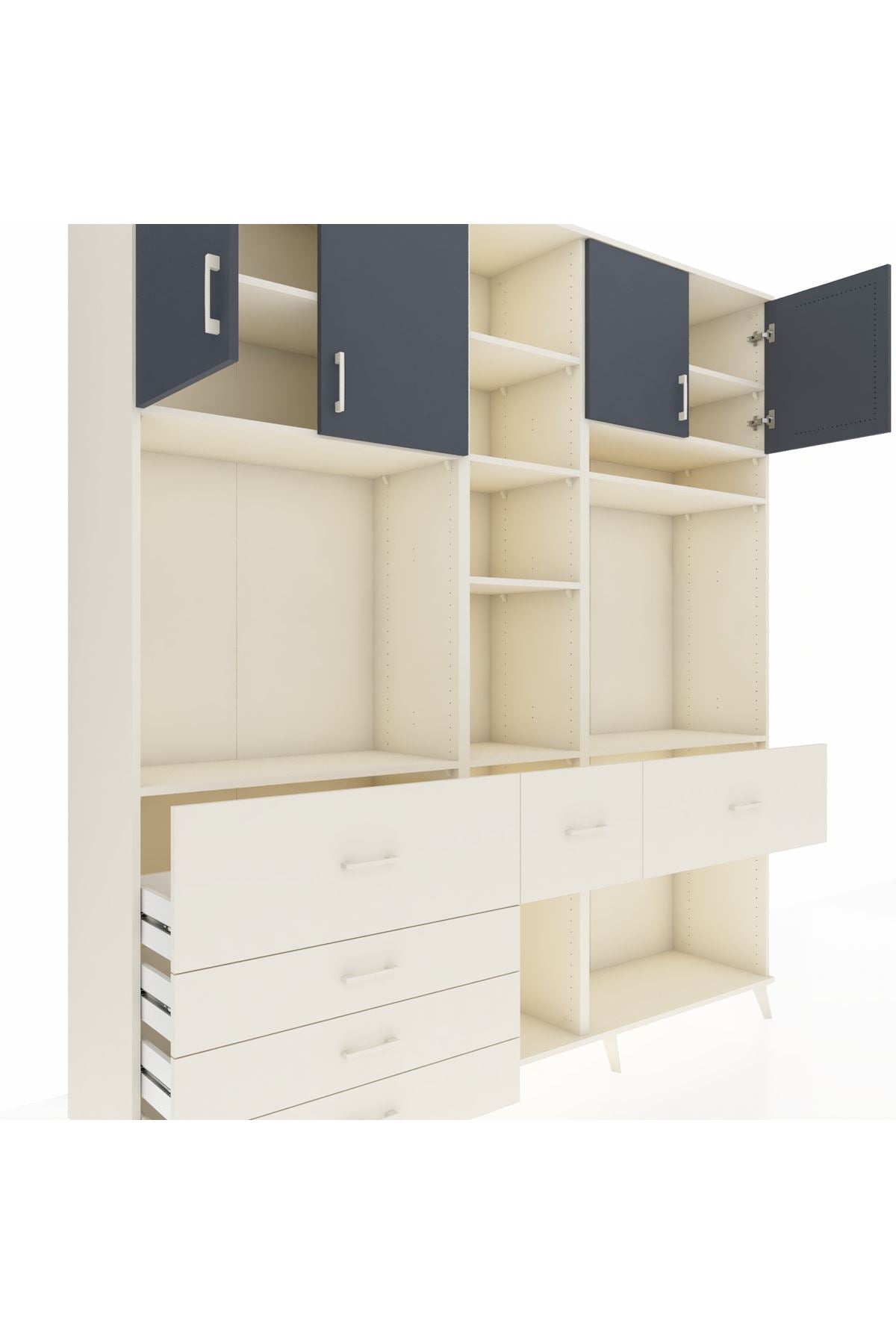 Hyperion Dolap 11 Raflı 6 Çekmeceli 4 Kapaklı 220x44x243 Aytaşı-Antrasit/Aytaşı