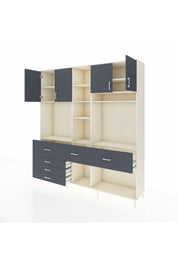 Hyperion Dolap 11 Raflı 6 Çekmeceli 4 Kapaklı 220x44x243 Aytaşı-Antrasit/Antrasit