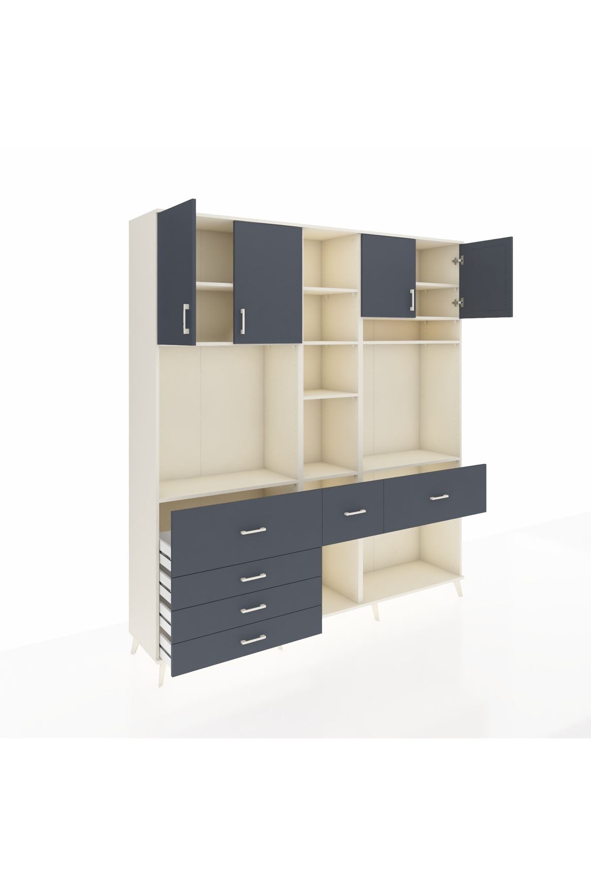 Hyperion Dolap 11 Raflı 6 Çekmeceli 4 Kapaklı 220x44x243 Aytaşı-Antrasit/Antrasit