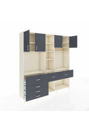 Hyperion Dolap 11 Raflı 6 Çekmeceli 4 Kapaklı 220x44x243 Aytaşı-Antrasit/Antrasit