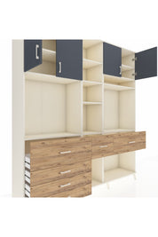 Hyperion Dolap 11 Raflı 6 Çekmeceli 4 Kapaklı 220x44x243 Aytaşı-Antrasit/Çam