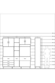 Hyperion Dolap 11 Raflı 6 Çekmeceli 4 Kapaklı 220x44x243 - S553M062V10B