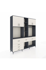 Hyperion Dolap 11 Raflı 6 Çekmeceli 4 Kapaklı 220x44x243 Antrasit-Aytaşı/Aytaşı