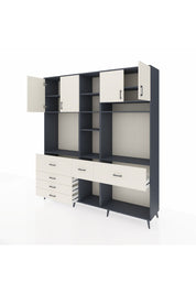 Hyperion Dolap 11 Raflı 6 Çekmeceli 4 Kapaklı 220x44x243 Antrasit-Aytaşı/Aytaşı