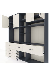 Hyperion Dolap 11 Raflı 6 Çekmeceli 4 Kapaklı 220x44x243 Antrasit-Aytaşı/Aytaşı