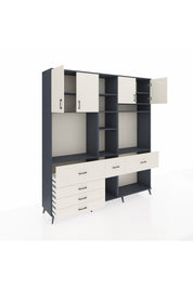 Hyperion Dolap 11 Raflı 6 Çekmeceli 4 Kapaklı 220x44x243 Antrasit-Aytaşı/Aytaşı