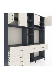 Hyperion Dolap 11 Raflı 6 Çekmeceli 4 Kapaklı 220x44x243 Antrasit-Aytaşı/Aytaşı