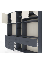 Hyperion Dolap 11 Raflı 6 Çekmeceli 4 Kapaklı 220x44x243 Antrasit-Aytaşı/Antrasit