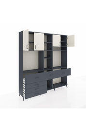 Hyperion Dolap 11 Raflı 6 Çekmeceli 4 Kapaklı 220x44x243 Antrasit-Aytaşı/Antrasit
