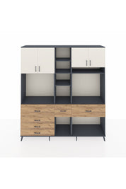 Hyperion Dolap 11 Raflı 6 Çekmeceli 4 Kapaklı 220x44x243 Antrasit-Aytaşı/Çam