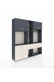 Hyperion Dolap 11 Raflı 6 Çekmeceli 4 Kapaklı 220x44x243 Antrasit-Antrasit/Aytaşı