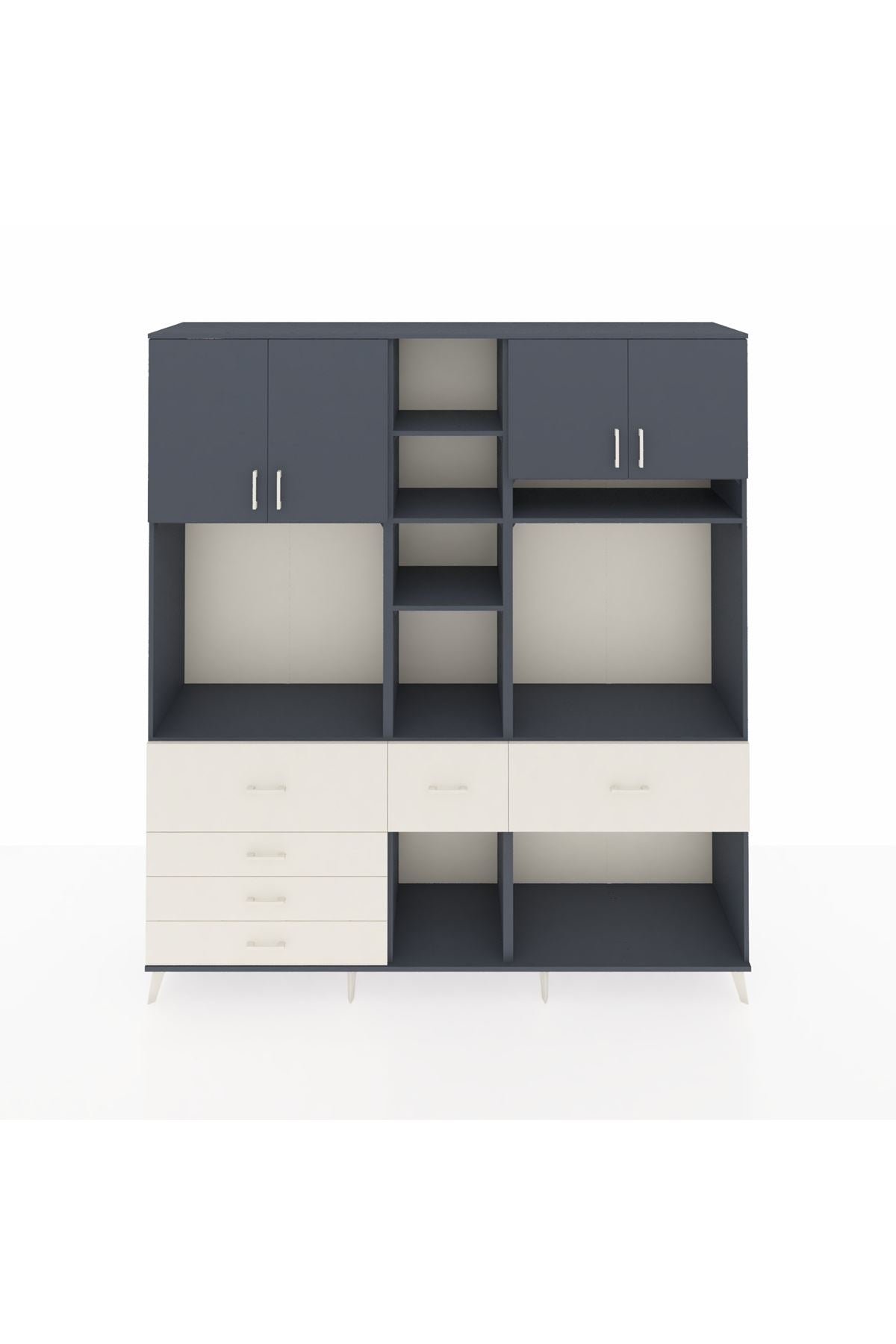 Hyperion Dolap 11 Raflı 6 Çekmeceli 4 Kapaklı 220x44x243 Antrasit-Antrasit/Aytaşı