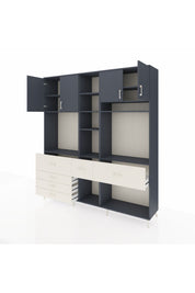 Hyperion Dolap 11 Raflı 6 Çekmeceli 4 Kapaklı 220x44x243 Antrasit-Antrasit/Aytaşı