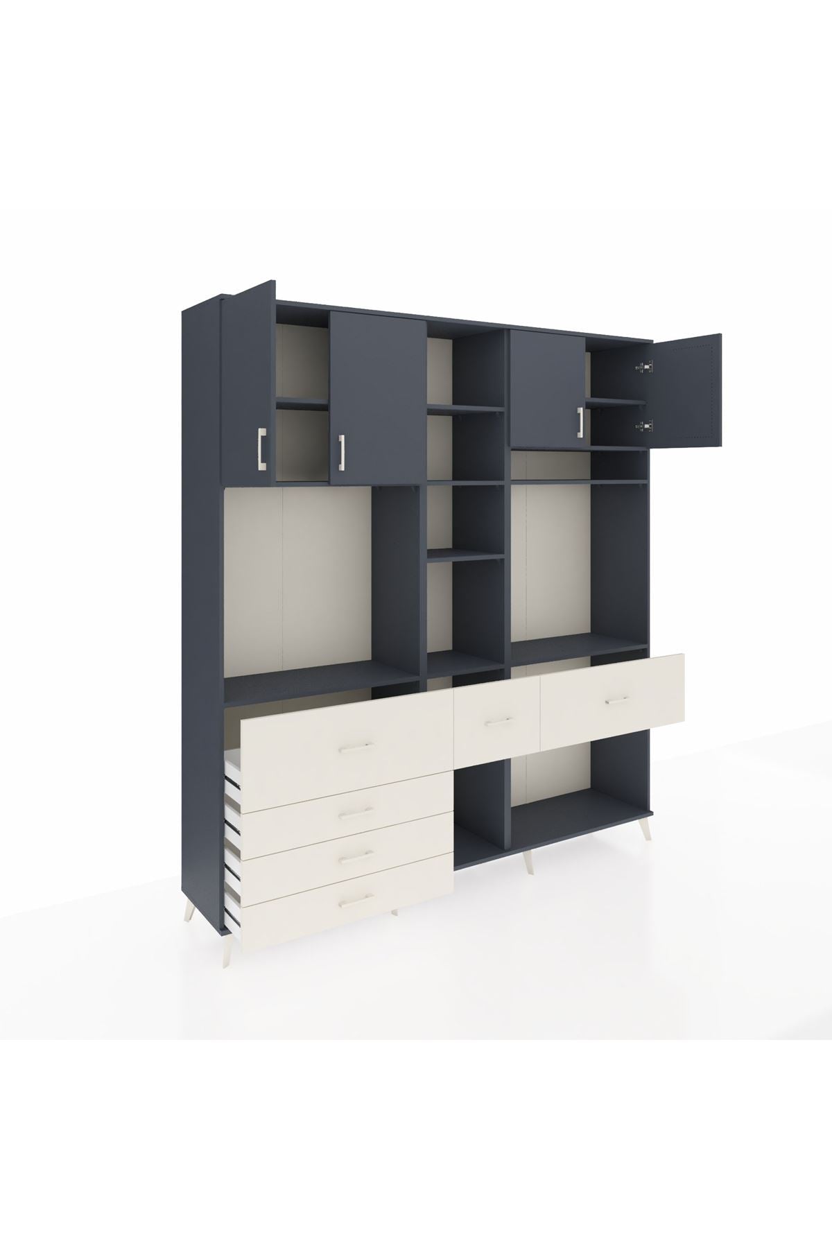 Hyperion Dolap 11 Raflı 6 Çekmeceli 4 Kapaklı 220x44x243 Antrasit-Antrasit/Aytaşı