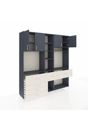 Hyperion Dolap 11 Raflı 6 Çekmeceli 4 Kapaklı 220x44x243 Antrasit-Antrasit/Aytaşı