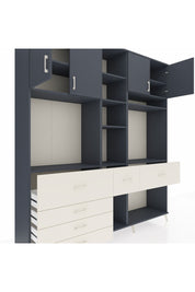 Hyperion Dolap 11 Raflı 6 Çekmeceli 4 Kapaklı 220x44x243 Antrasit-Antrasit/Aytaşı