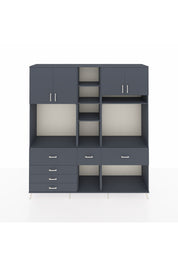 Hyperion Dolap 11 Raflı 6 Çekmeceli 4 Kapaklı 220x44x243 Antrasit-Antrasit/Antrasit